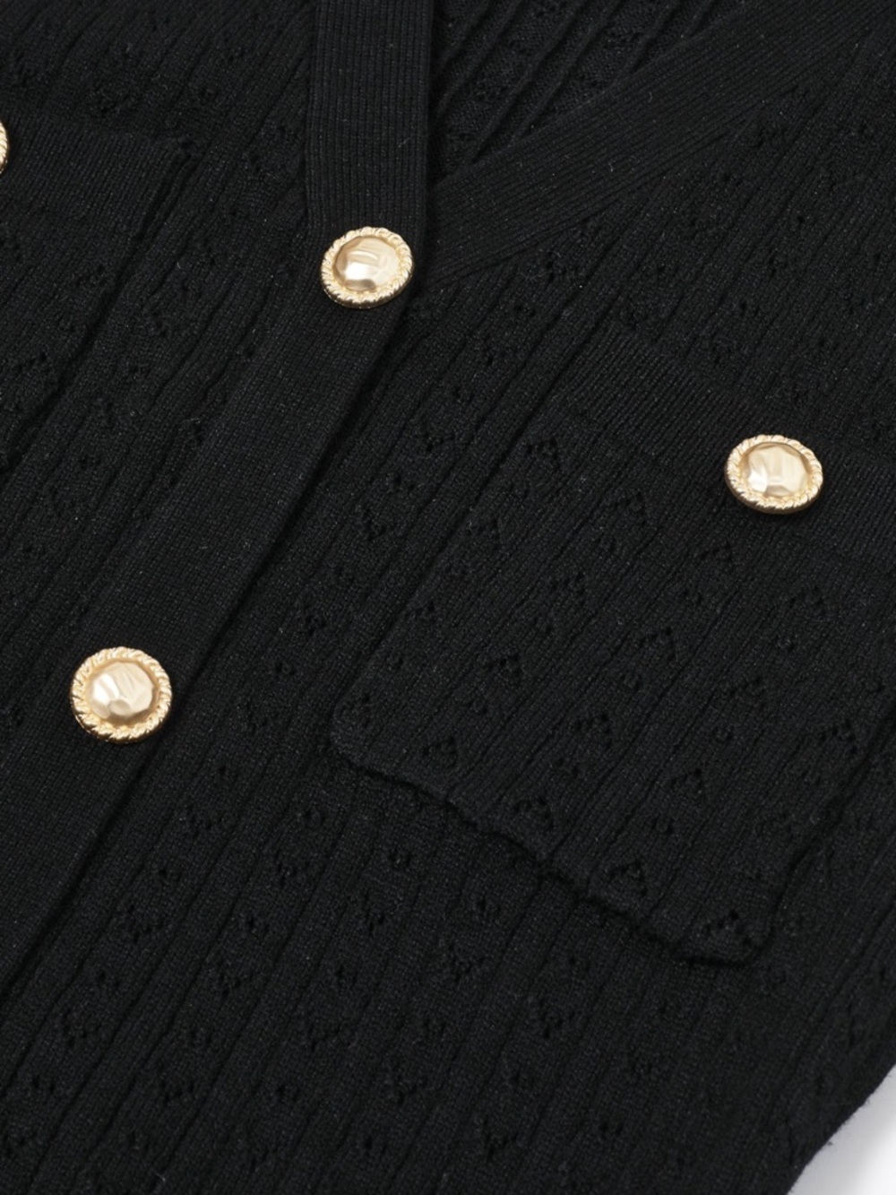 Black Tweed Mini Dress | Gold Button Sleeveless Peplum | Chic Luxury M - Picture 6 of 6